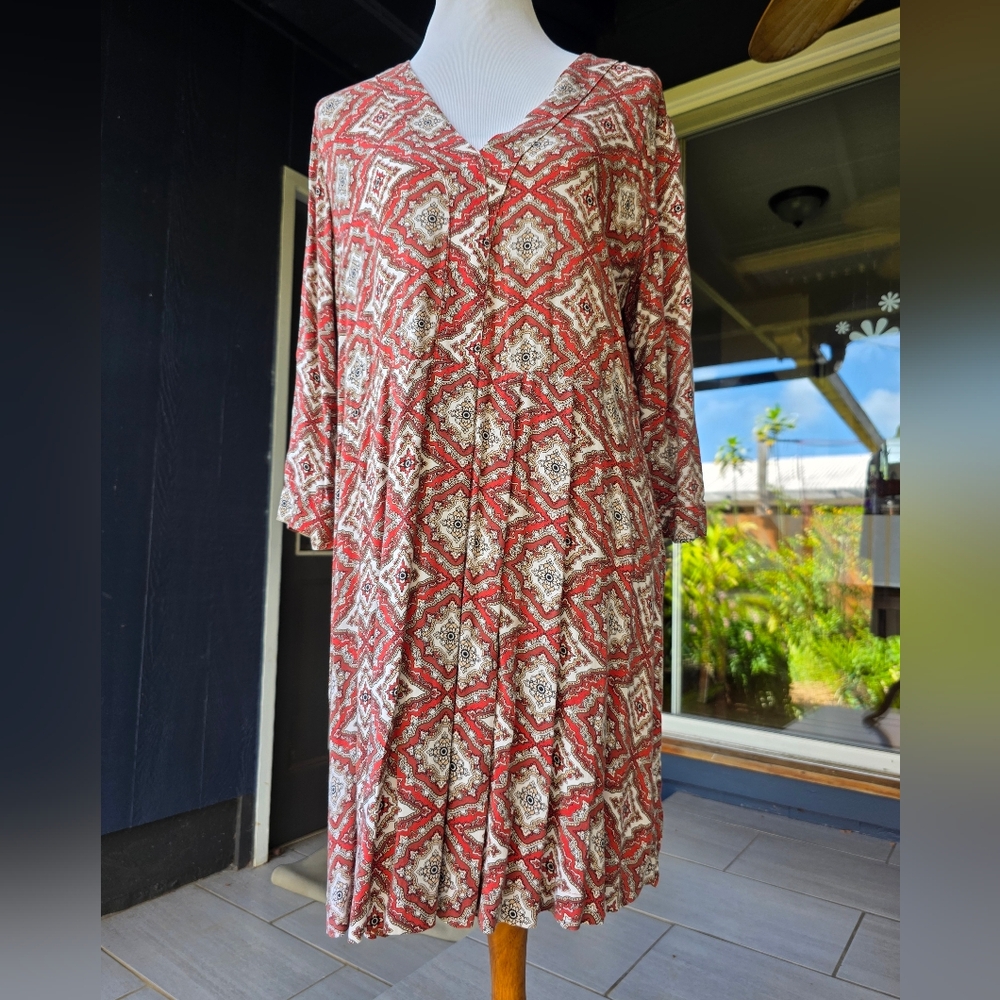Vintage H&M LOGG BOHO Print Babydoll Dress L